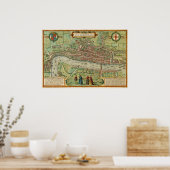 Antiek kaart van Londen van Braun en Hogenberg Poster (Keuken)