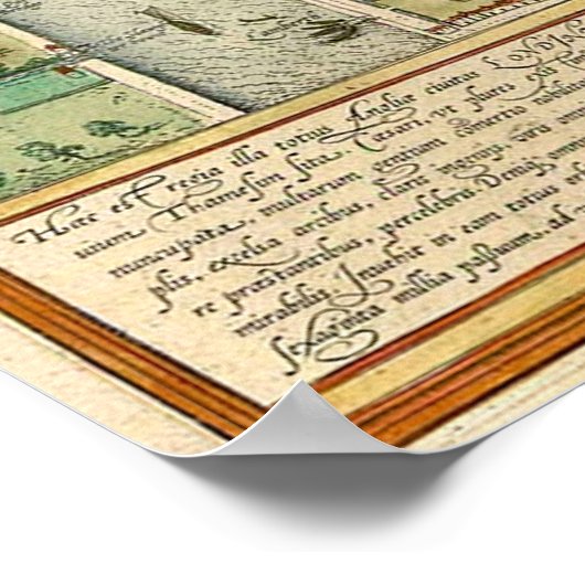 Antiek kaart van Londen van Braun en Hogenberg Poster (Hoek)