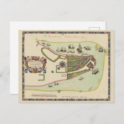 Antiek kaart van Long Island New York (Voorkant / Achterkant)
