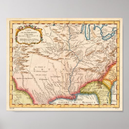 Antiek kaart van Louisiana 1760 Poster (Voorkant)