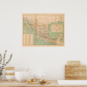 Antiek kaart van Mexico Etats Unis du Mexico Poster (Keuken)