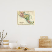 Antiek kaart van Midden-Amerika Poster (Keuken)