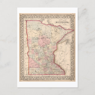 Antiek kaart van Minnesota uit 1868