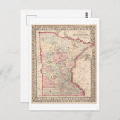 Antiek kaart van Minnesota uit 1868 (Voorkant / Achterkant)