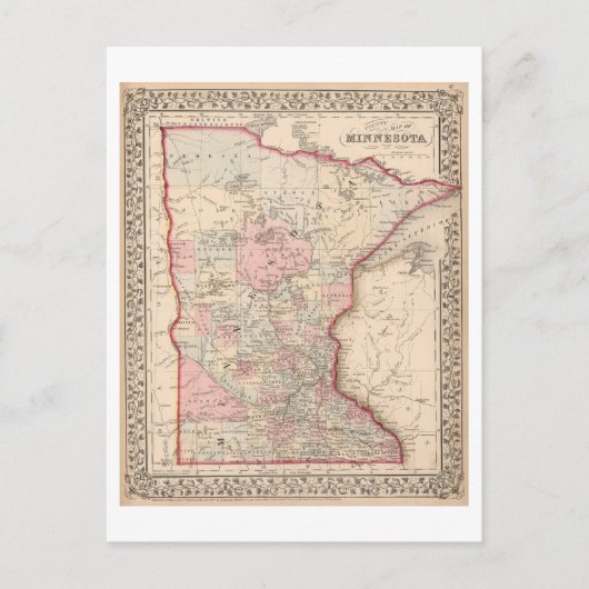 Antiek kaart van Minnesota uit 1868 (Voorkant)