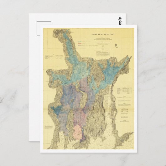 Antiek kaart van Narragansett Bay Rhode Island (Voorkant / Achterkant)
