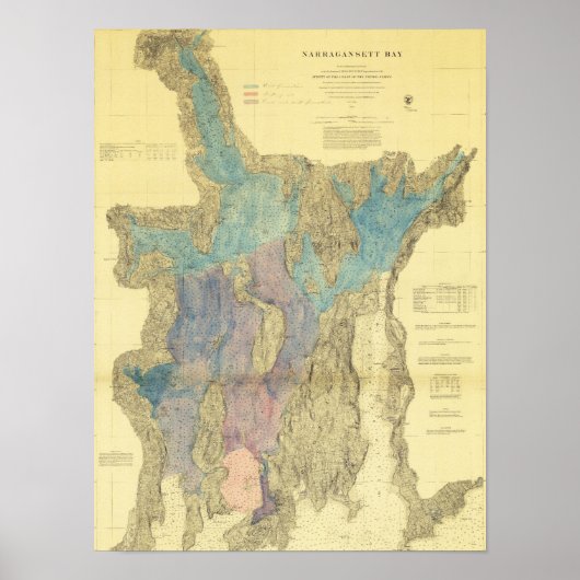 Antiek kaart van Narragansett Bay Rhode Island Poster (Voorkant)