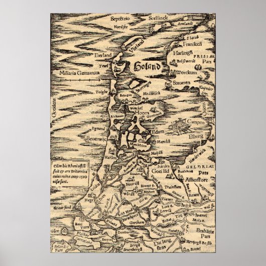 Antiek kaart van Nederland Poster (Voorkant)