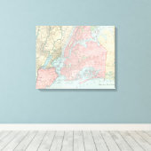 Antiek kaart van New York City Canvas Afdruk (Insitu (Houten vloer))