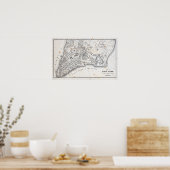 Antiek kaart van New York Poster (Keuken)