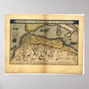 Antiek kaart van Noord-Afrika ORTELIUS ATLAS 1570  Poster