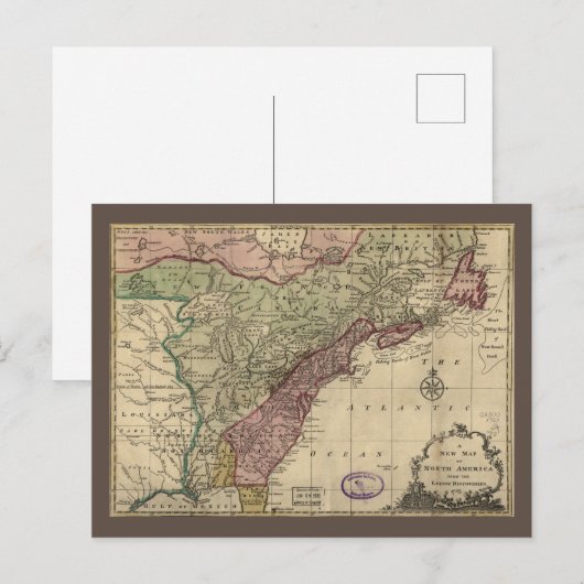 Antiek kaart van Noord-Amerika, teruggezet, 1763 (Voorkant / Achterkant)