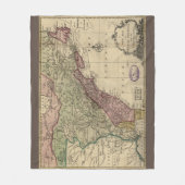 Antiek kaart van Noord-Amerika, teruggezet, 1763 Fleece Deken (Voorkant)