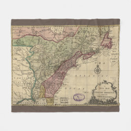 Antiek kaart van Noord-Amerika, teruggezet, 1763 Fleece Deken