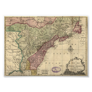 Antiek kaart van Noord-Amerika, teruggezet, 1763 Foto Afdruk