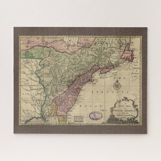 Antiek kaart van Noord-Amerika, teruggezet, 1763 Legpuzzel (Horizontaal)