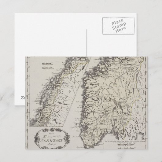 Antiek kaart van Noorwegen (Voorkant / Achterkant)