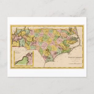Antiek kaart van North Carolina uit 1815