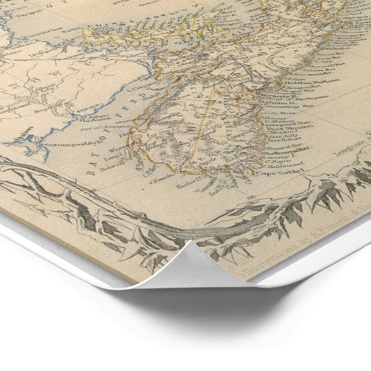 Antiek kaart van Nova Scotia en Newfoundland Poster (Hoek)