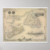 Antiek kaart van Nova Scotia en Newfoundland Poster (Voorkant)