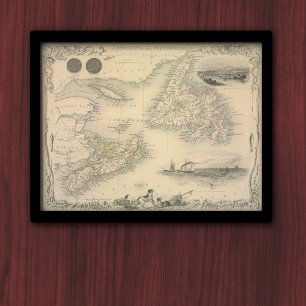 Antiek kaart van Nova Scotia en Newfoundland Poster