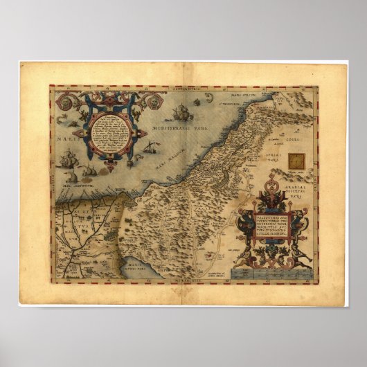 Antiek kaart van Palestine ORTELIUS ATLAS 1570 A.D Poster (Voorkant)