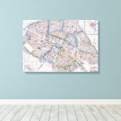 Antiek kaart van Parijs Canvas Afdruk (Insitu (Houten vloer))