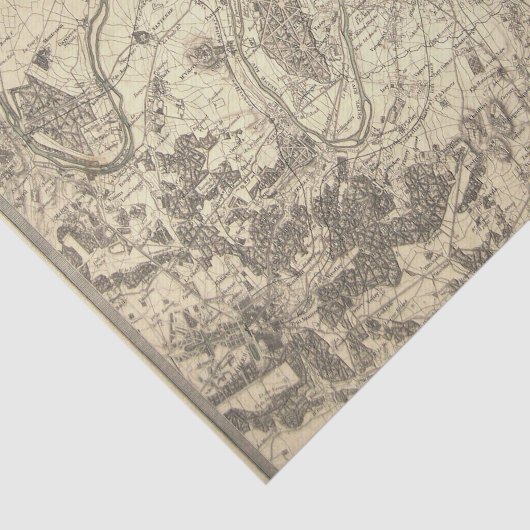 Antiek kaart van Parijs Tissuepapier (Detail)