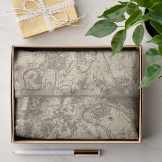 Antiek kaart van Parijs Tissuepapier (Geschenk)