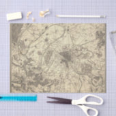 Antiek kaart van Parijs Tissuepapier (Craft)