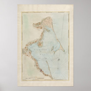 Antiek kaart van Plymouth Bay, Massachusetts Poster