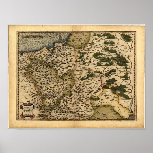 Antiek kaart van Polen ORTELIUS ATLAS 1570 A.D. Poster (Voorkant)
