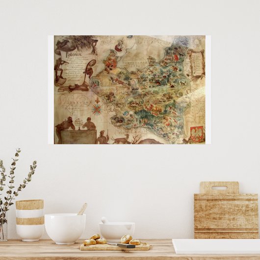 ANTIEK KAART VAN POLEN POSTER (Keuken)