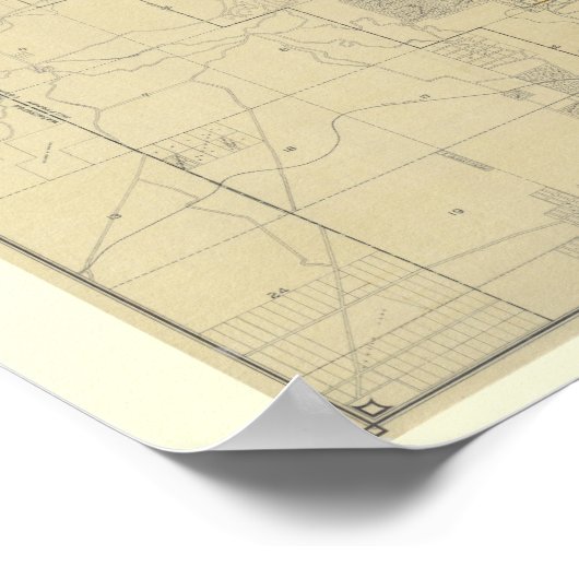 Antiek kaart van Portland, Oregon Poster (Hoek)