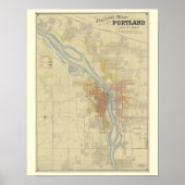 Antiek kaart van Portland, Oregon Poster (Voorkant)