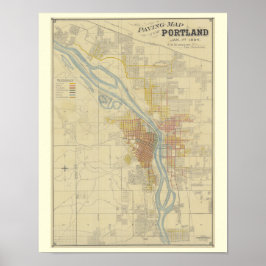 Antiek kaart van Portland, Oregon Poster