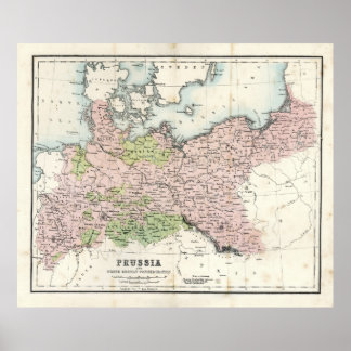 Antiek kaart van Pruisen Poster