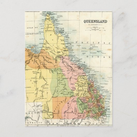Antiek kaart van Queensland Australië (Voorkant)