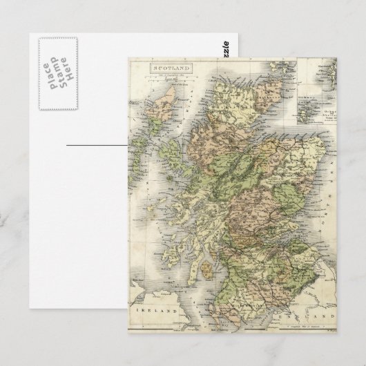 Antiek kaart van Schotland (Voorkant / Achterkant)