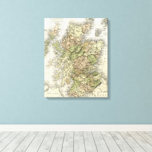 Antiek kaart van Schotland Canvas Afdruk (Insitu (Houten vloer))