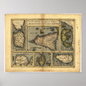 Antiek kaart van Sicilië ORTELIUS ATLAS 1570 A.D. Poster (Voorkant)