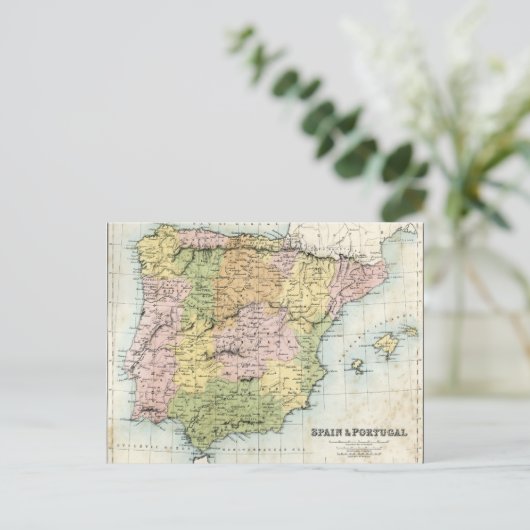 Antiek kaart van Spanje en Portugal (Staand voorkant)