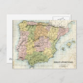 Antiek kaart van Spanje en Portugal (Voorkant / Achterkant)