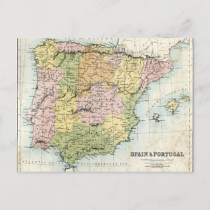 Antiek kaart van Spanje en Portugal