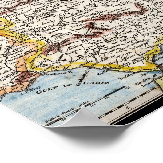 Antiek kaart van Spanje en Portugal ongeveer 1700 Poster (Hoek)