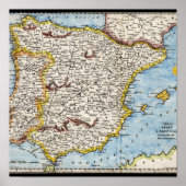 Antiek kaart van Spanje en Portugal ongeveer 1700  Poster (Voorkant)