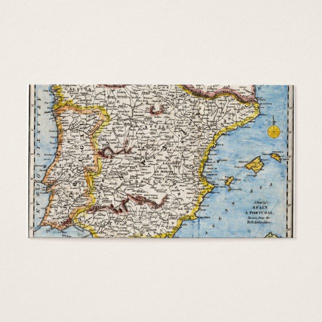 Antiek kaart van Spanje & Portugal circa 1700s (Voorkant)