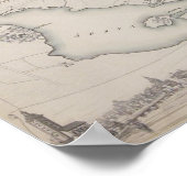 Antiek kaart van Stockholm, Zweden Poster (Hoek)