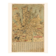 Antiek kaart van Sydney Australia