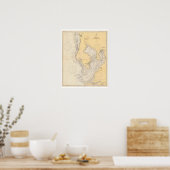 Antiek kaart van Tampa Bay Florida Poster (Keuken)